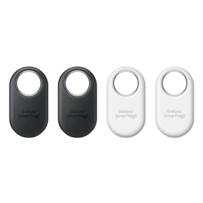 Immagine di Samsung Galaxy SmartTag2 (4 Pezzi) Localizzatore Bluetooth con Modalità Smarrito, Design compatto, Batteria a lunga durata, Resistenza IP67, Black e White 2023