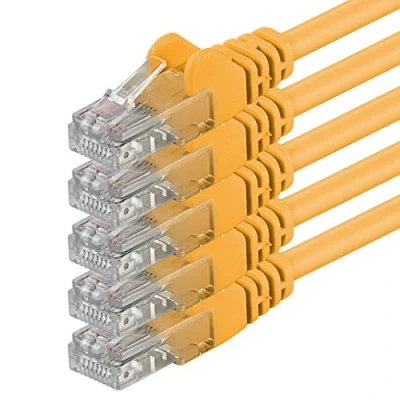 Immagine di 1m giallo 5 pezzi Rete Cavi Cat6 CAT 6 250MHz non contiene alogeni compatibile con 5e / CAT6a CAT7 10 100 1000 10000 Mbit s per switch, router, modem, Patchpannel, Access Point, pannelli di permutazione