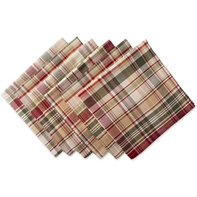 Immagine di DII Biancheria da tavolo autunno e Ringraziamento, cotone, plaid, set di tovaglioli quadrati, 20 x cm