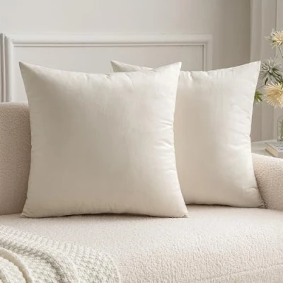 Immagine di MIULEE Cuscini di Natale Arredo Divano Copricuscini Camera da Letto Federe Arredamento Casa Moderni Elegante Morbido Resistente in Velluto con la Cerniera Invisibile 2 Pezzi Bianco Crema 40X40 CM