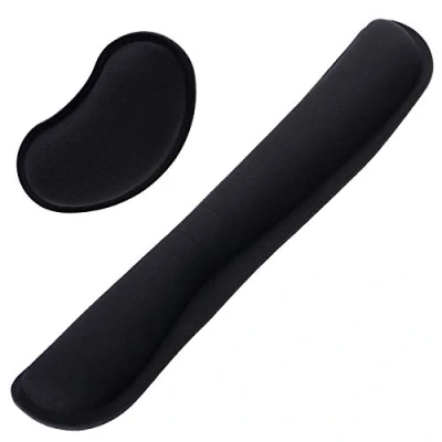 Immagine di Yizhet Poggiapolsi per Tastiera e Mouse, Appoggio Polsi da in Memory Foam con Fondo Antiscivolo, Cuscinetto di Supporto Mouse Ergonomico Computer, Ufficio, Casa, Gioco (Nero)