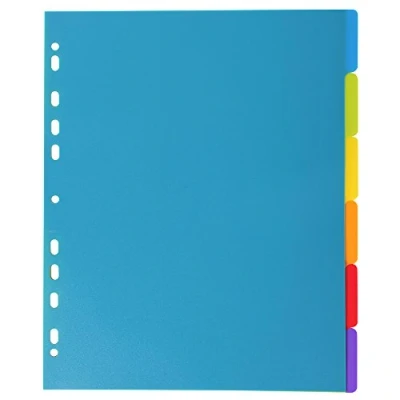 Immagine di Exacompta Réf. 3806E Intercalaires en polypropylène rigide semi opaques avec 6 onglets neutres Campus Page d&#039;indexation imprimable Format à classer A4 maxi Couleurs translucides