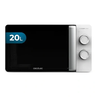 Immagine di Cecotec Forno a Microonde 20L Proclean 3010 Flatbed. 700W, Design Compatto, Interno Ceramico, Modalità Scongelamento, Timer 30 Min, Tecnologia 3Dwave, Dettagli Metalizzati