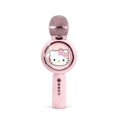 Immagine di OTL Technologies Hello Kitty HK1210 Microfono wireless per karaoke con luce LED popsing e modalità cambia voce, colore: Rosa