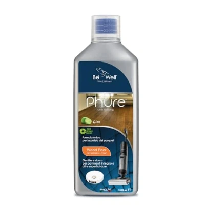 Immagine di PHURE Detergente Concentrato per Robot Lavapavimenti e Aspirazione con Igienizzante Multisurface 1000ml pulizia senza aloni sostenibile Adatto a tutti i (WOOD PARQUET, Lime)