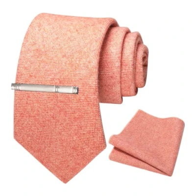 Immagine di JEMYGINS Cravatta Uomo Pfirsich di Lana in Diversi Colori con Fazzoletto e Fermacravatta