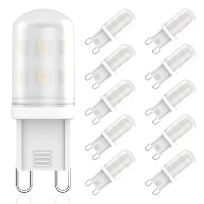 Immagine di lampadina LED G9 2 W di ricambio per lampada alogena 20 W, bianco freddo 6000 K, CA 230 V, CRI 85+, senza sfarfallio, angolo 360 gradi, non dimmerabile, confezione da 10