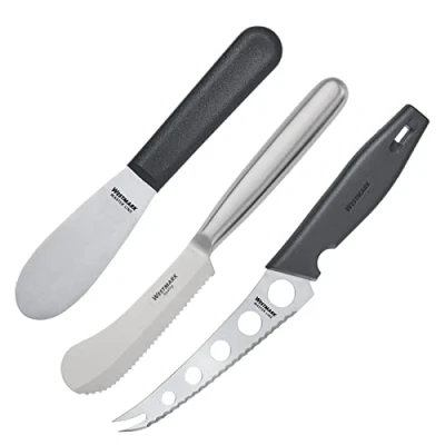 Immagine di Westmark Set da colazione, 3 pezzi: coltelli formaggio, burro/colazione, in acciaio INOX e plastica, colore: Argento/Nero
