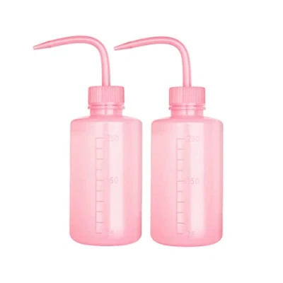 Immagine di Pinkish Lab bottiglia di sicurezza in plastica, 250 ml, con bocca stretta ed etichette scala, per irrigazione piante grasse, fiori e 2 confezioni