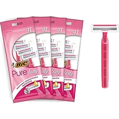 Immagine di BIC Pure Rasoio da donna a 3 lame con striscia lubrificante, per una rasatura liscia e scorrevole, impugnatura facile impugnare, confezione 4