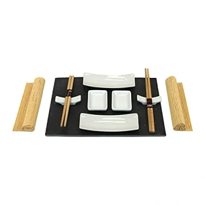 Immagine di Set Sushi con Vassoio in Ardesia Atopoir Noir (11 pezzi) Oriente per 2 Persone