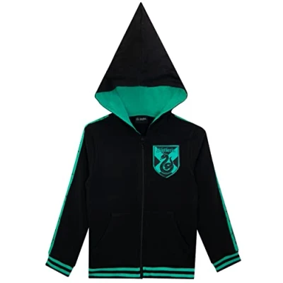 Immagine di Harry Potter Slytherin Felpa con Cappuccio a Punta Ragazzi Nero 7 8 Anni