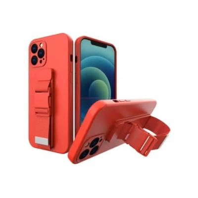 Immagine di Custodia in gel a corda con cordino catena borsa Xiaomi Redmi Note 10 5G / Poco M3 Pro rosso
