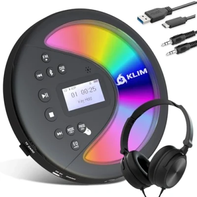 Immagine di KLIM Discover con le Cuffie + Lettore CD HiFi portatile NUOVO Radio FM Compatibile MP3 Audiolibri per auto Supporta Bluetooth Auto, scheda SD, Trasmettitore
