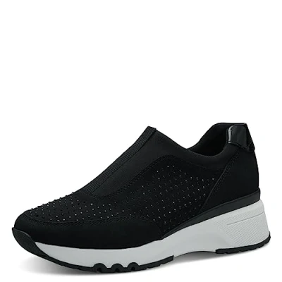 Immagine di MARCO TOZZI Sneakers Slip On Donna senza Lacci con Tacco a Zeppa, Black Comb, 39 EU