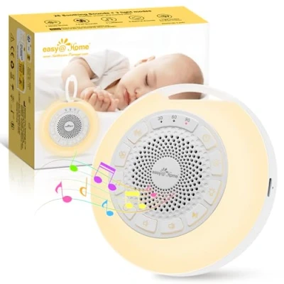 Immagine di Aggiornato Rumori Bianchi Per Neonato: Easy@Home 26 Rumore Bianco con Luce Notturna &amp; a 7 Colori, White Noise Machine Dormire, Viaggi, Asili Nido, USB Ricaricabile, Timer, Blocco Bambini