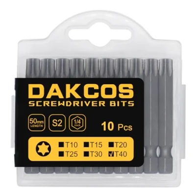 Immagine di DAKCOS punte T40, Torx Bit assortimento di S2 (lunghezza: 50 mm, 10 pezzi)