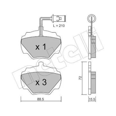 Immagine di METELLI 22 0353 1 Kit pastiglie freno Predisposto per contatto segnalazione usura LAND ROVER: Discovery 1, Range Rover
