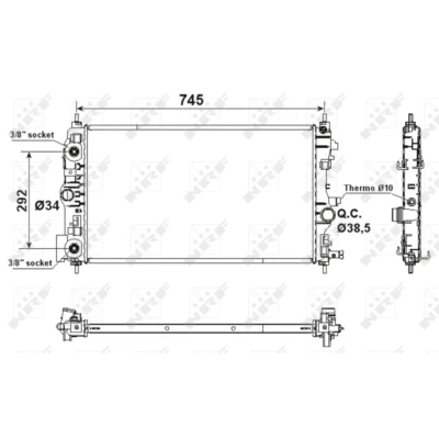 Immagine di NRF 53159 Radiatore motore Alluminio 680 387 27 con parti annesse Alette di raffreddamento saldate CHEVROLET: Orlando, Cruze Sedan, Hatchback