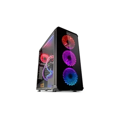Immagine di NOX XTREME PRODUCTS TGX RGB Box NX Scatola Rainbow ATX Micro ITX, 4 ventole LED da 140 mm incluse, frontale in vetro temperato, spazio fino a 9 ventole, USB 3.0, nero