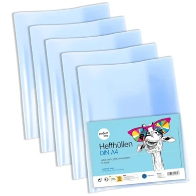 Immagine di perfect line Copertine DIN A4 con orario, 15 pezzi resistenti ai documenti, in plastica riciclabile (PP) trasparente, extra Made EU
