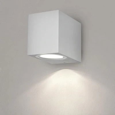 Immagine di Ledvion Hydra, Lampada da parete a LED per esterni Cubo Bianco, uno GU10 Down, esterni, parete, IP54
