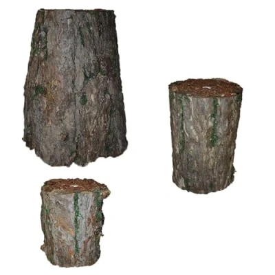 Immagine di Tronco per albero di natale in legno vero ricambio piede Copri base realistico decorazione allestimento addobbi natalizi piccolo