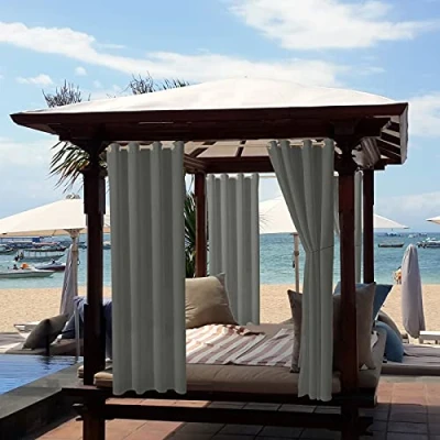 Immagine di ele ELEOPTION Tenda per Esterni, Impermeabile, Protezione dai Raggi UV, con Occhielli, Oscurante, Giardino, Cortile, Balcone, Grigio Scuro, 2 Pezzi / 132 X 240cm