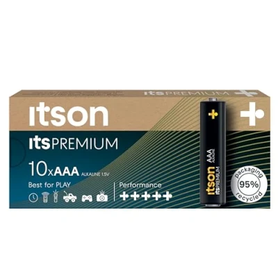 Immagine di ITSON, AAA Premium batterie alcaline, confezione da 10, consigliate per fotocamere, controller di gioco, LR3IPR/8CP