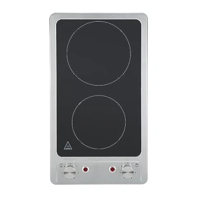 Immagine di Respekta Piano cottura in vetroceramica senza cornice, autosufficiente, con 2 piastre, 6 livelli di potenza, indicatore calore residuo, colore nero, KM 9120EN, (altezza x larghezza profondità): 5