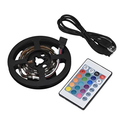 Immagine di Diyeeni Strisce LED da 50 cm Striscia RGB USB, telecomando IR, USB remoto impermeabile grandangolare 120 con a 24 tasti(0.5m)