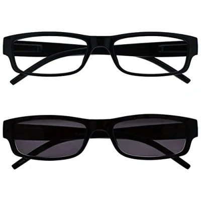 Immagine di The Reading Glasses Company Nero Leggero Lettori Con Uv400 Lettore Sole Valore Pacco Doppio Uomo Donna Rs32 1 +3,50 70 Gr