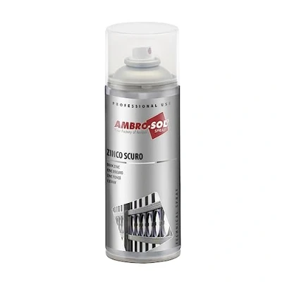 Immagine di Ambro Sol Z351 Zinco Scuro Spray, Ideale per Ritoccare, Rifinire e Riparare, Asciugatura Rapida, Protegge da Impurità Agenti Atmosferici, Bomboletta Spray in Banda Stagnata Riciclabile 400 ml