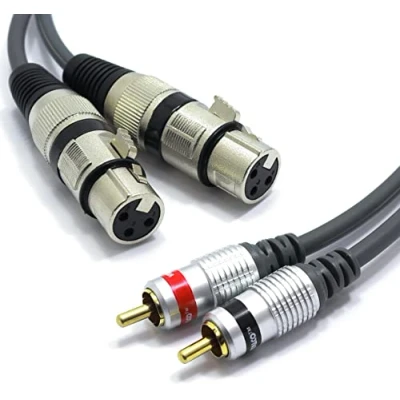 Immagine di VITALCO Cavo Dual XLR Femmina a 2x RCA 3m Adattatore 3 pin Doppio Maschio Connettore per Microfono Duplicatore Audio