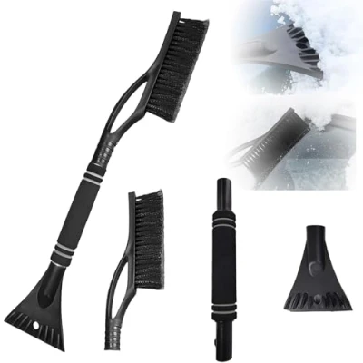 Immagine di Amebleak Raschietto Ghiaccio per Auto, Spazzola da Neve 2 in 1, Snow Brush Scraper di Ghiaccio, Raschietti Parabrezza con Impugnatura Antiscivolo Camion, SUV (Nero)