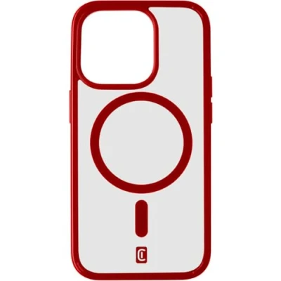 Immagine di cellularline Pop Mag iPhone 15 Pro Max Custodia Trasparente con Bordi Colorati Compatibile Ecosistema MagSafe Bordi, Tasti e Connettori Protetti Rosso