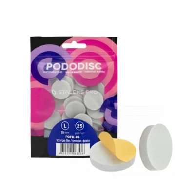 Immagine di STALEKS PRO Pododisco 50 dischi abrasivi adesivi con base soft da 25 mm (L) per tornio unghie. Speciale pedicure (Buffer Lucidante)