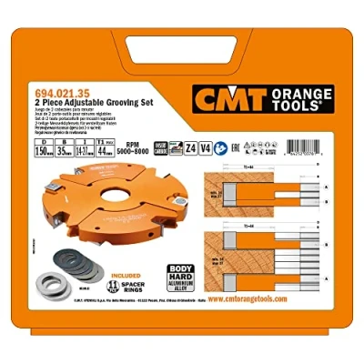 Immagine di CMT ORANGE TOOLS 694.022.35 SET 2 TESTE X CANALI LATERALI REGOLABILI HW D=170X20 39X35