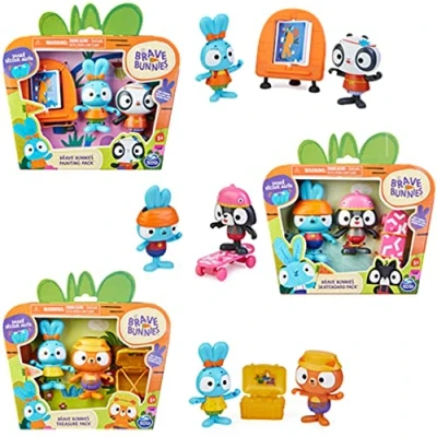 Immagine di Brave Bunnies, Set 2 Personaggi Coniglietto e Amico con Confezione da colorare, Giocattoli per Bambini Bambine dai 3 Anni in su