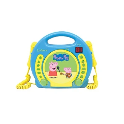 Immagine di Lexibook, Peppa Pig, lettore CD portatile con microfoni, musicale, ripetizione e programmazione, karaoke, jack per cuffie, blu/giallo, RCDK100PP