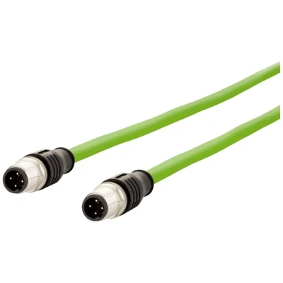 Immagine di Metz Connect 142M1D11010 M12 cavo di rete, patch CAT 5e SF/FTP 1.00 m Verde guaina in PUR, resistente agli acidi, allozono, ai raggi