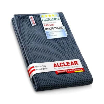 Immagine di ALCLEAR 820901M panno in microfibra altamente assorbente che asciuga miracolo MAXI, waffle 80x55 cm, attira l&#039;acqua come una calamita senza graffi e striature