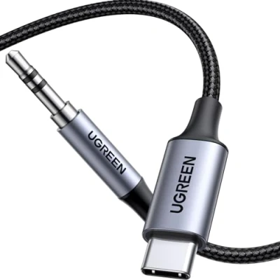 Immagine di UGREEN Cavo USB C a Jack 3.5mm con DAC Chip 1M Aux Type Nylon Intrecciato per Auto Compatibile iPhone 16 Plus Pro Max Galaxy S24 Ultra Pixel 9 XL iPad (Grigio)