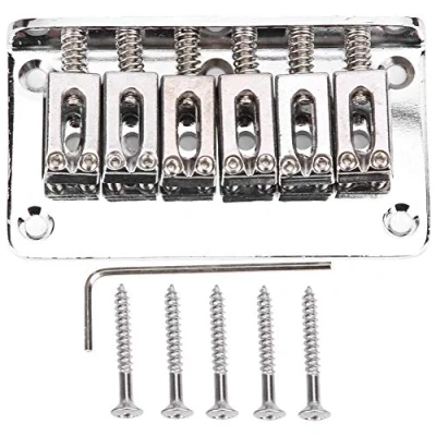 Immagine di RiToEasysports Ponte fisso a 6 corde per Chitarra elettrica Hardtail, ricambio con chiave inglese 78 mm (argento) Rocktile E Bridge