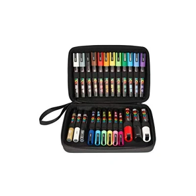 Immagine di uni ball 186824 POSCA Marker, astuccio con 24 penne acriliche, adatte a molte superfici, punte e colori diversi