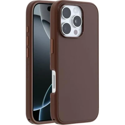 Immagine di OtterBox Cover Symmetry Series MagSafe per iPhone 16 Pro, custodia protettiva sottile antiurto, a prova di caduta, testata 3x vs norme MIL STD 810G, Marrone