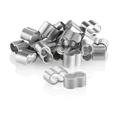 Immagine di com four® 24x Morsetti per Fune 6mm a strozzo in Alluminio Manicotti crimpare Corde di espansione Doppi Cinghie (Color Argento 06mm)