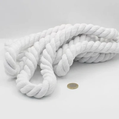 Immagine di LEDUC Cordino in cotone rotondo, 3 metri, 20 mm, corda intrecciata con anima naturale, ideale per fai da te, cucito, multiuso, bianco