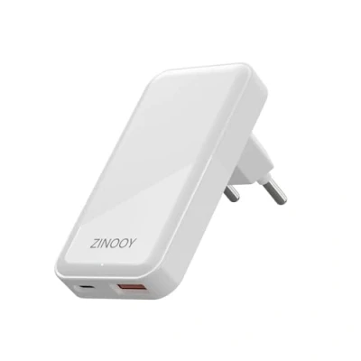 Immagine di Zinooy Caricatore USB C, Piatto a 2 Porte con Uscita PD da 20W, Spina C per iPhone 15/15 Pro 14 13 12 11 SE e Sumsung Galaxy, Dimensioni Ridotte Qualsiasi Spazio Ristretto