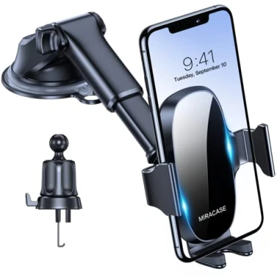 Immagine di Miracase 4 in 1 Supporto Telefono Auto, [Stabile &amp; Multifunzionale], Porta Cellulare Auto Universale a Braccio Lungo per Cruscotto, Parabrezza e Presa d&#039;Aria, Compatibile Tutti i Telefoni da 7&quot;